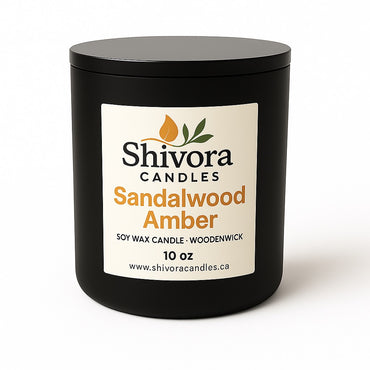 Sandalwood Amber Soy Candle – 10 oz Wooden Wick | Luxury Hand-Poured Candle | Canada