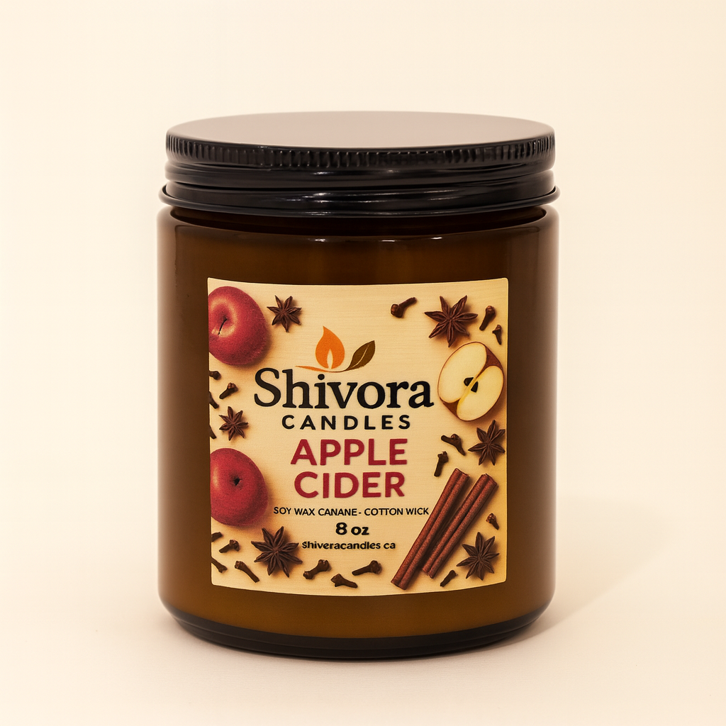 Apple Cider Soy Wax Candle – 8 oz | Warm Spiced Fall Candle | Hand-Poured in Canada | Shivora Candles