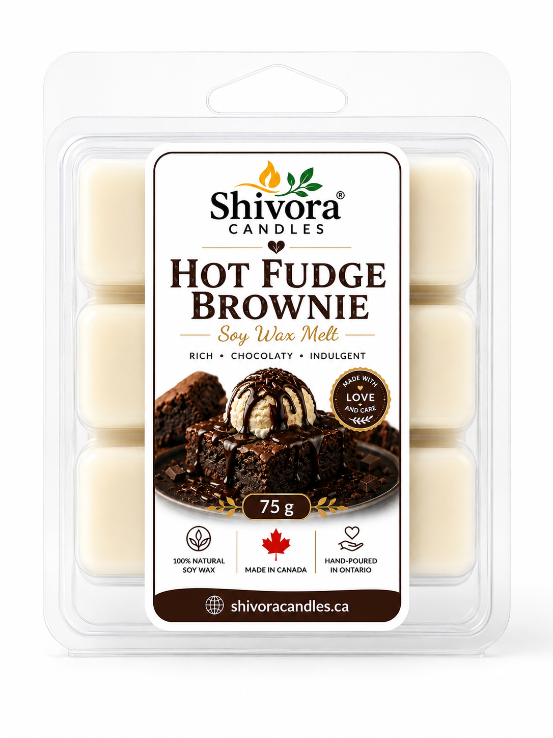 Hot Fudge Brownie Soy Wax Melt 75g – Hand-Poured Natural Soy Wax Melt Made in Canada | Shivora Candles