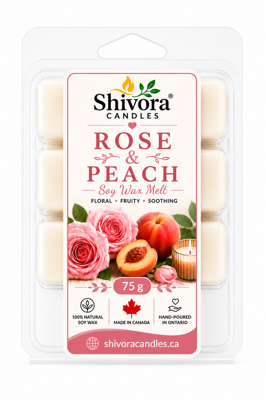 Rose & Peach Soy Wax Melts Canada – Hand-Poured Natural Soy Wax Melt by Shivora Candles handmade soy candle by Shivora Candles Canada