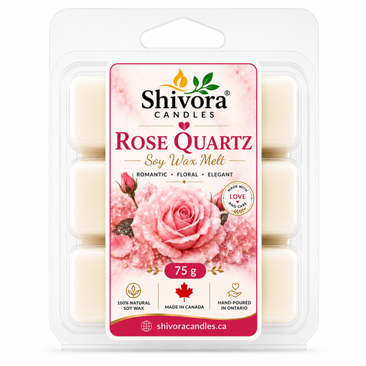 Rose Quartz Soy Wax Melt 75g made in Canada, handcrafted natural soy wax melt by Shivora Candles handmade soy candle by Shivora Candles Canada
