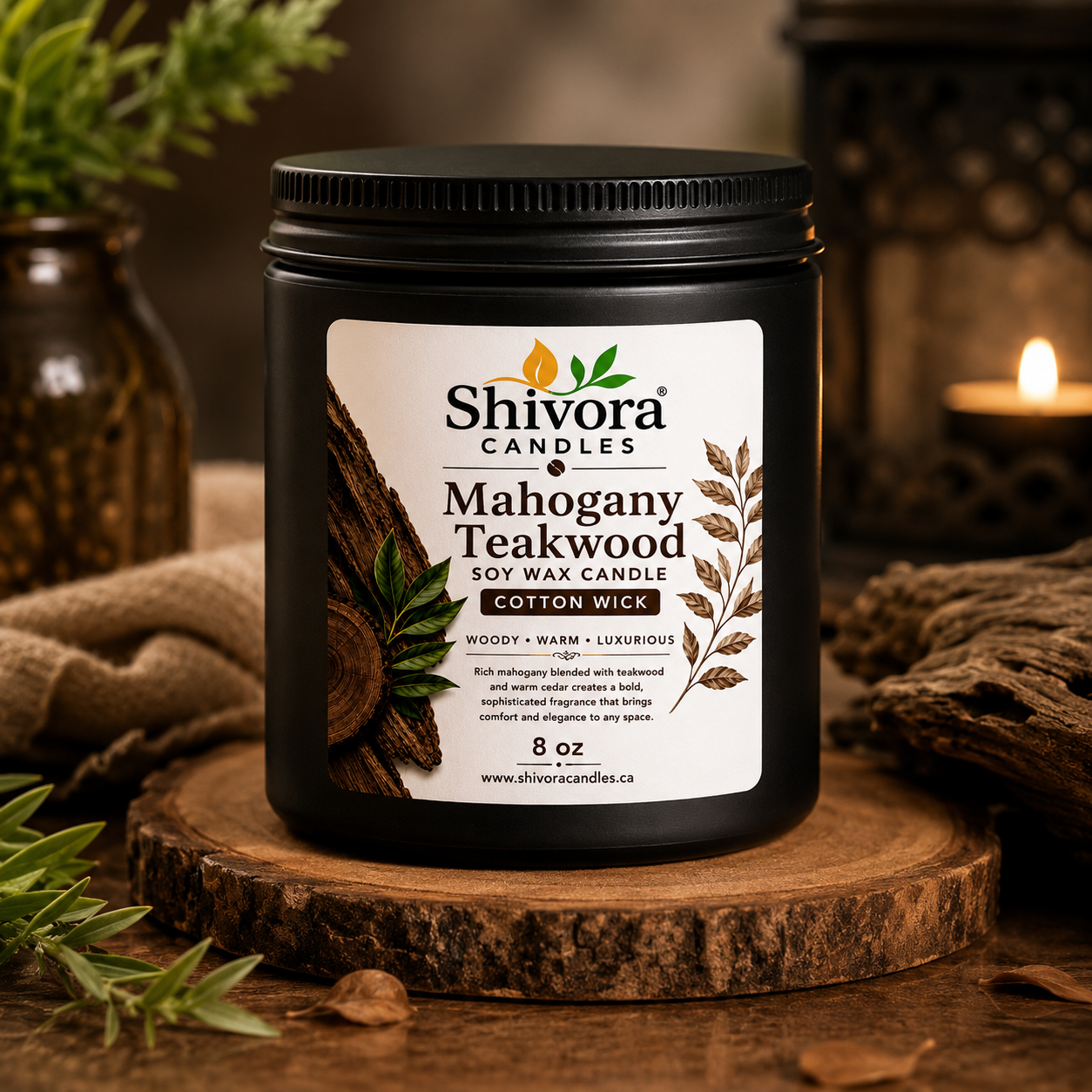 Mahogany Teakwood Soy Candle Canada – 8 oz