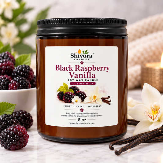 Black Raspberry Vanilla Soy Candle 8 oz – Handmade Soy Candle Made in Canada with Cotton Wick | Shivora Candles handmade soy candle by Shivora Candles Canada