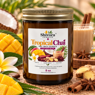 Tropical Chai Soy Candle 8 oz – Handmade Soy Candle Made in Canada with Cotton Wick | Shivora product image