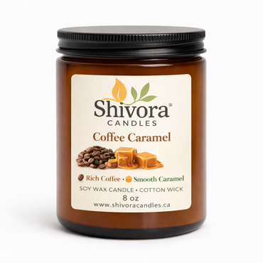 Coffee Caramel 8 oz Soy Candle – Handmade Soy Candle Made in Ontario, Canada with Natural Soy Wax and Cotton Wick | Shivora Candles product image