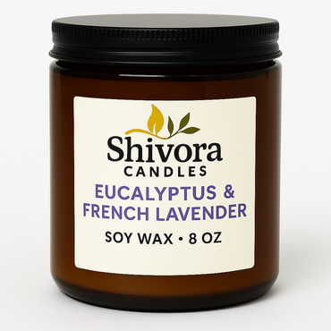 Eucalyptus & French Lavender Soy Candle 8 oz – Handmade Soy Candle Made in Canada with Cotton Wick | Shivora Candles product image