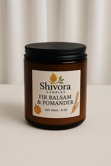 Fir Balsam & Pomander Soy Candle 8 oz – Handmade Soy Candle Made in Canada with Cotton Wick | Shivora Candles product image