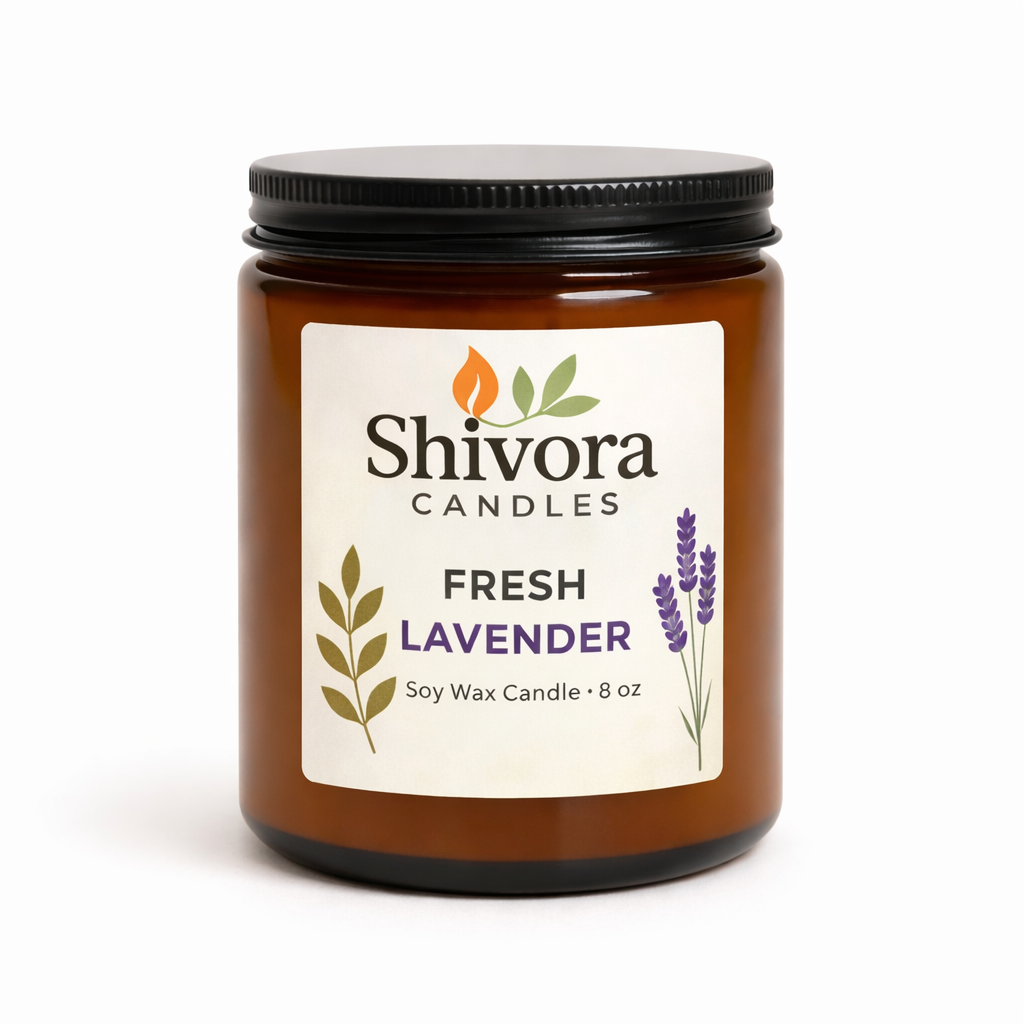 Fresh Lavender 8 oz Soy Candle – Handmade Soy Candle Made in Ontario, Canada with Natural Soy Wax and Cotton Wick | Shivora Candles