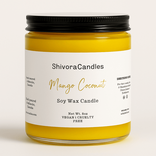 Mango Coconut soy wax candle 8 oz hand-poured in Ontario Canada