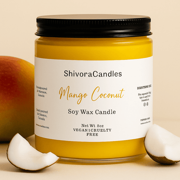 Hand-poured mango coconut candle Canada