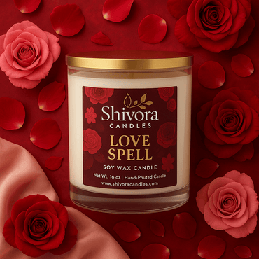 Hand-poured Love Spell candle Canada in white jar