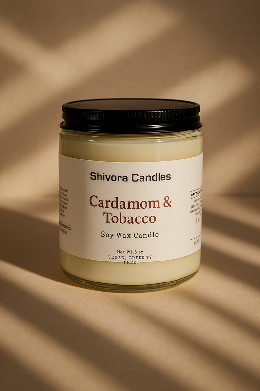 Cardamom & Tobacco soy wax candle 8 oz – Shivora Candles