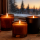 Fall and winter candle scents with apple, cinnamon and cedar in a cozy Canadian home
