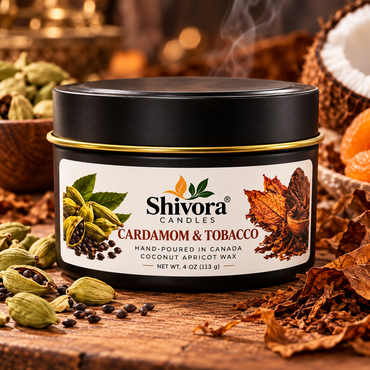 Cardamom and Tobacco 4 oz coconut apricot wax candle hand-poured in Canada by Shivora Candles product image