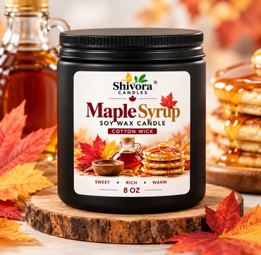 Maple Syrup 8 oz soy candle in a matte-black jar with cotton wick, hand-poured in Ontario, Canada product image