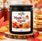 Maple Syrup 8 oz soy candle in a matte-black jar with cotton wick, hand-poured in Ontario, Canada