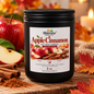 Apple Cinnamon soy wax candle with cotton wick in black 8 oz jar by Shivora Candles Canada