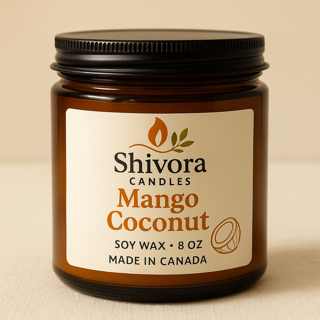 Mango & Coconut Soy Wax Candle – 8 oz | Tropical, Fruity & Creamy Scent - Shivora Candles
