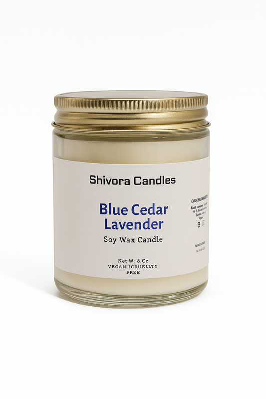 Blue cedar lavender soy wax candle