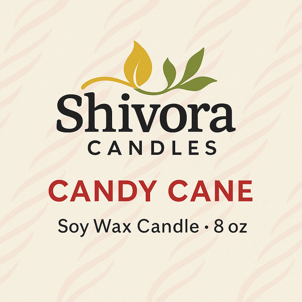 Candy Cane Soy Wax Candle – 8 oz | Holiday Peppermint Candle | Shivora Candles