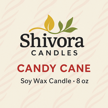 Candy Cane Soy Wax Candle – 8 oz | Holiday Peppermint Candle | Shivora Candles