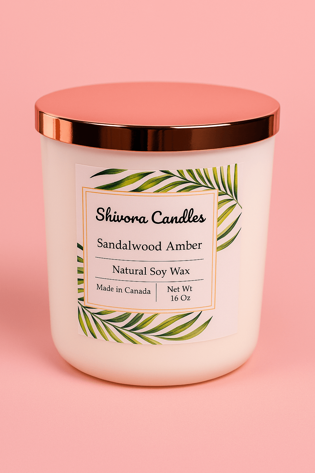 Sandalwood & Amber Soy Wax Candle – 16 oz | Warm & Earthy Luxury Scent - Shivora Candles