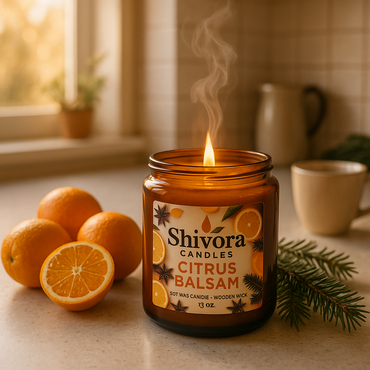 Citrus Balsam Soy Wax Candle – 8 oz (Wooden Wick)