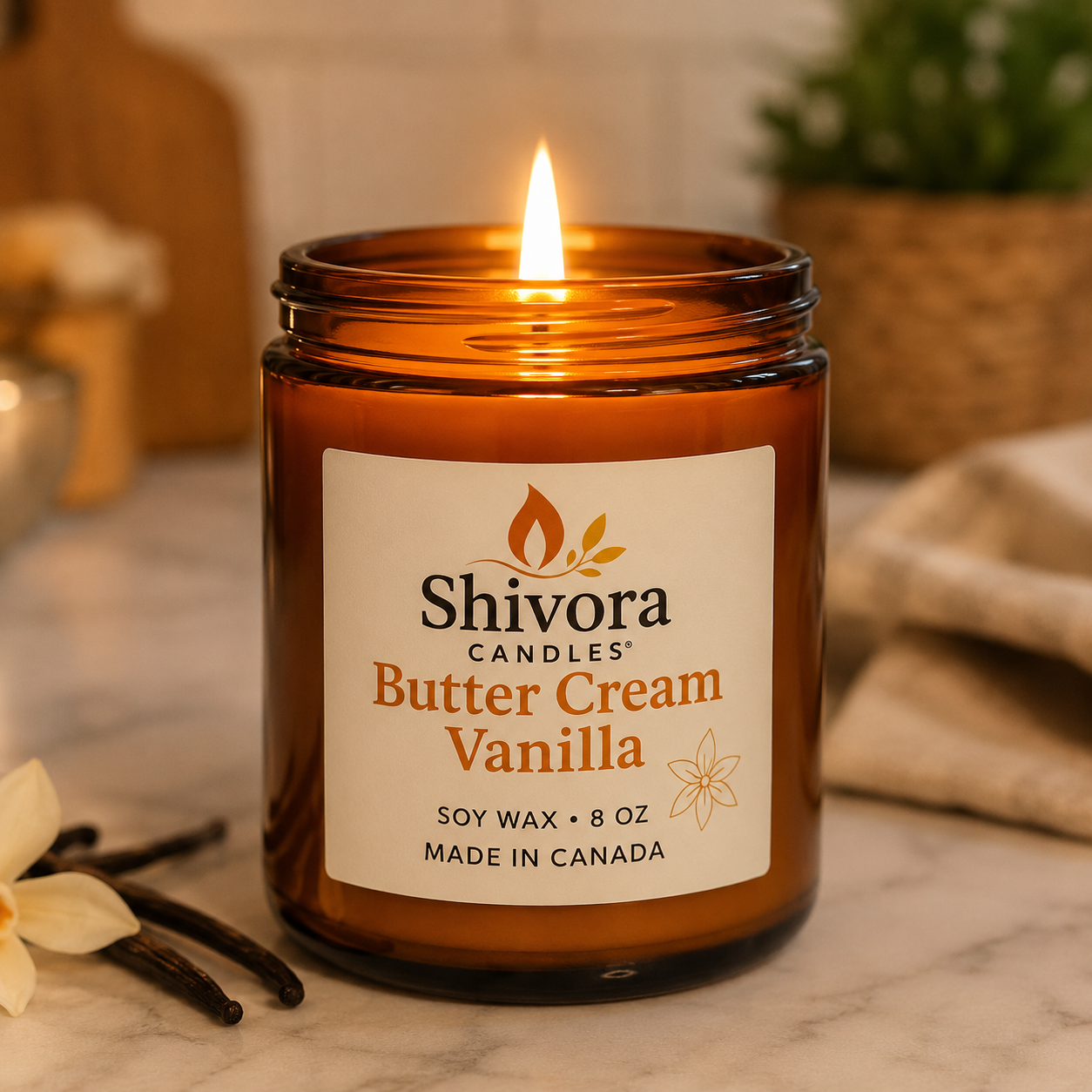 Buttercream & Vanilla Soy Candle – 8 oz Cotton Wick