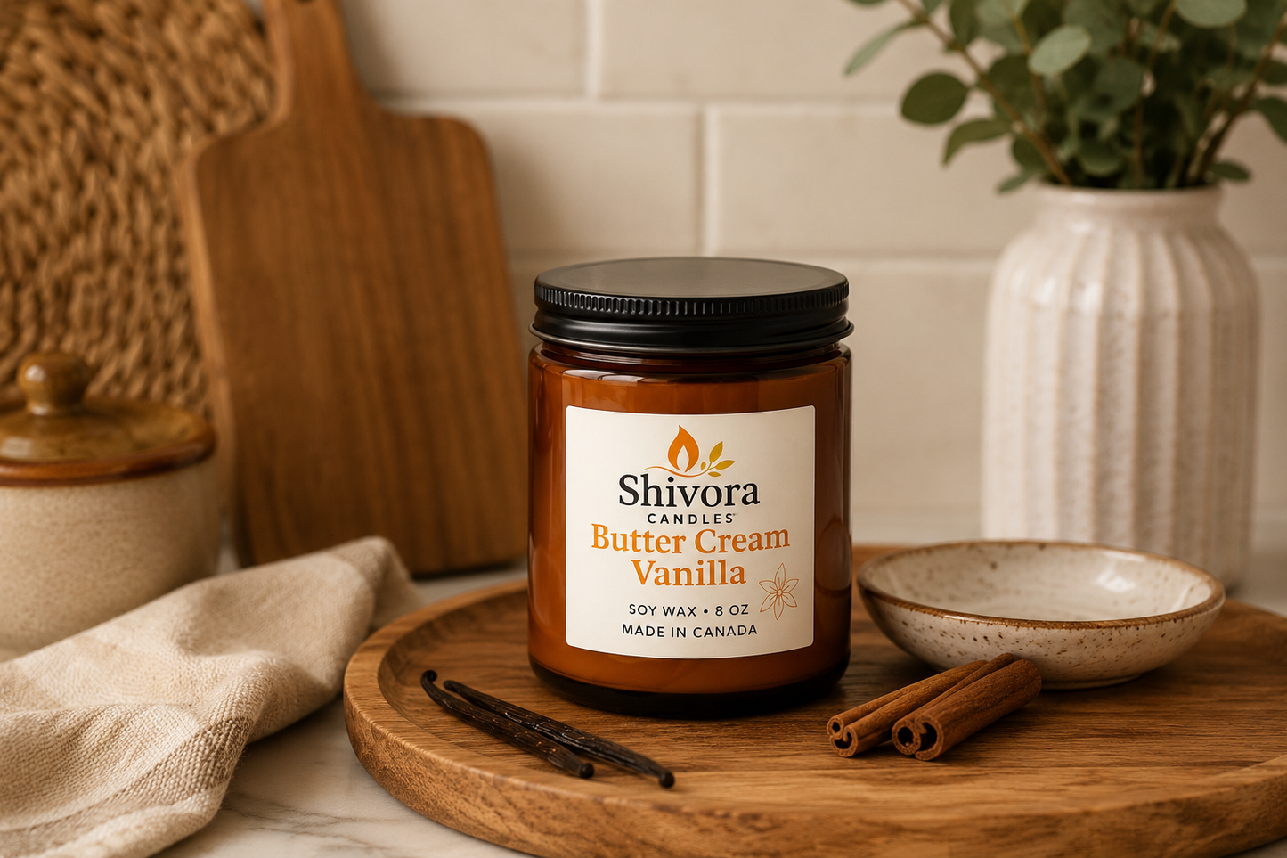Buttercream & Vanilla Soy Candle – 8 oz Cotton Wick