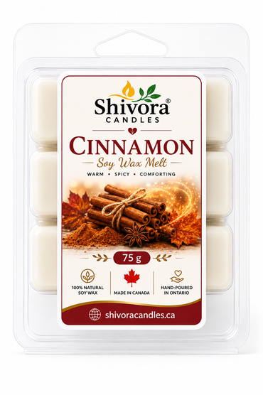 Shivora Cinnamon Soy Wax Melts Canada 75 g – handmade soy wax melts made in Canada with warm cinnamon spice fragrance. product image