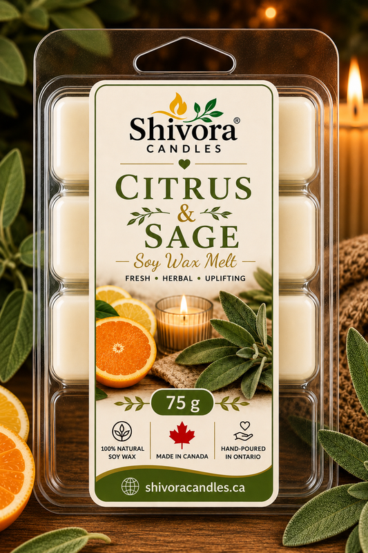 Citrus & Sage Soy Wax Melts Canada 75g – Handmade in Ontario with natural soy wax by Shivora Candles handmade soy candle by Shivora Candles Canada