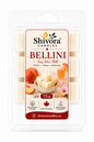 Bellini soy wax melt package with peach fruit, sliced peach, and sparkling drink garnish, 75g clamshell