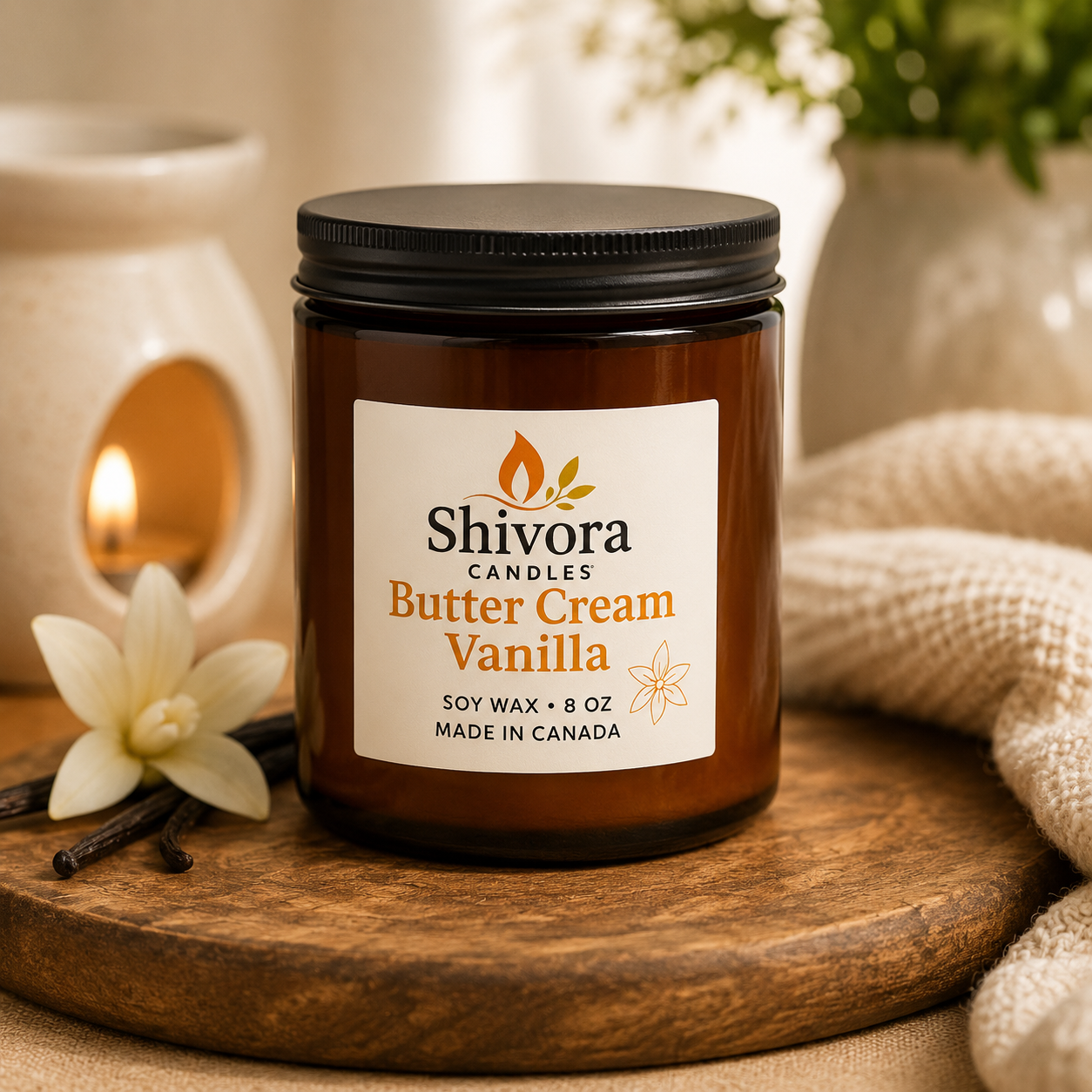 Buttercream & Vanilla Soy Candle Canada – 8 oz Cotton Wick