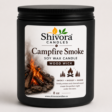 Campfire Smoke Wood Wick Soy Candle 8 oz – Handmade Soy Candle Made in Canada | Shivora Candles product image