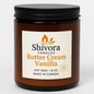 Butter Cream Vanilla 8 oz Soy Candle – Handmade Soy Candle Made in Ontario, Canada with Natural Soy Wax, Cotton Wick and Amber Glass Jar | Shivora Candles