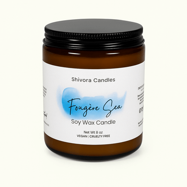 Fougère Sea 8 oz Soy Candle – Handmade Soy Candle Made in Ontario, Canada with Natural Soy Wax and Cotton Wick | Shivora Candles product image