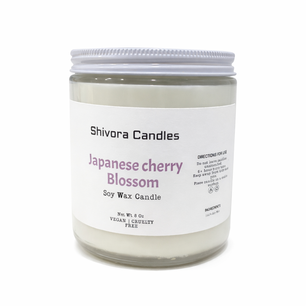 Japanese Cherry Blossom 8 oz Soy Candle – Handmade Soy Candle Made in Ontario, Canada with Natural Soy Wax and Cotton Wick | Shivora Candles