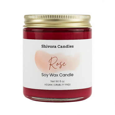 Rose Soy Candle 8 oz – Handmade Soy Candle Made in Canada with Cotton Wick | Shivora Candles product image
