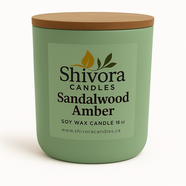 Sandalwood Amber 16 oz 2 Wick Soy Candle – Handmade Soy Candle Made in Canada | Shivora Candles product image