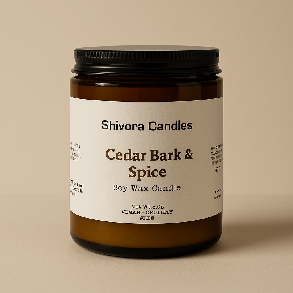 Cedar Bark & Spice Soy Wax Candle – 8 oz | Warm, Woodsy & Spiced Aroma - Shivora Candles
