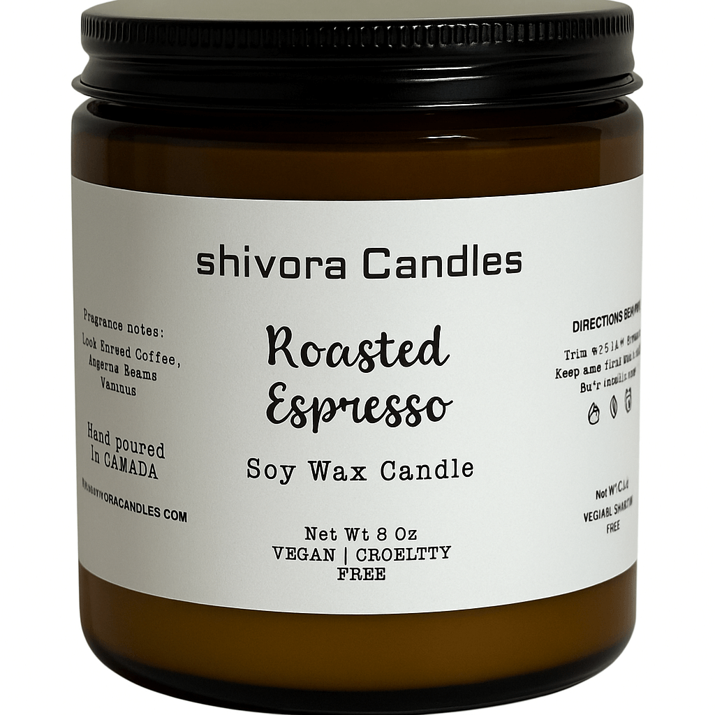Roasted Espresso Soy Wax Candle – 8 oz | Bold Coffeehouse Scent for Home - Shivora Candles