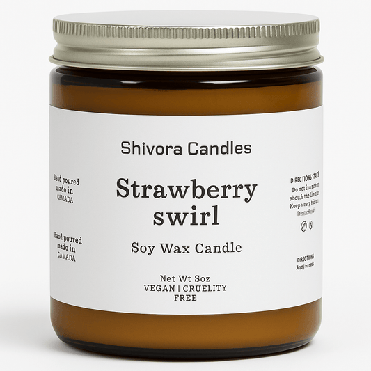 Strawberry Swirl Soy Wax Candle – 8 oz | Sweet & Fruity Dessert-Inspired Scent - Shivora Candles