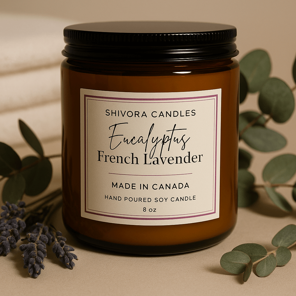 Eucalyptus & French Lavender Soy Wax Candle – 8 oz - Shivora Candles