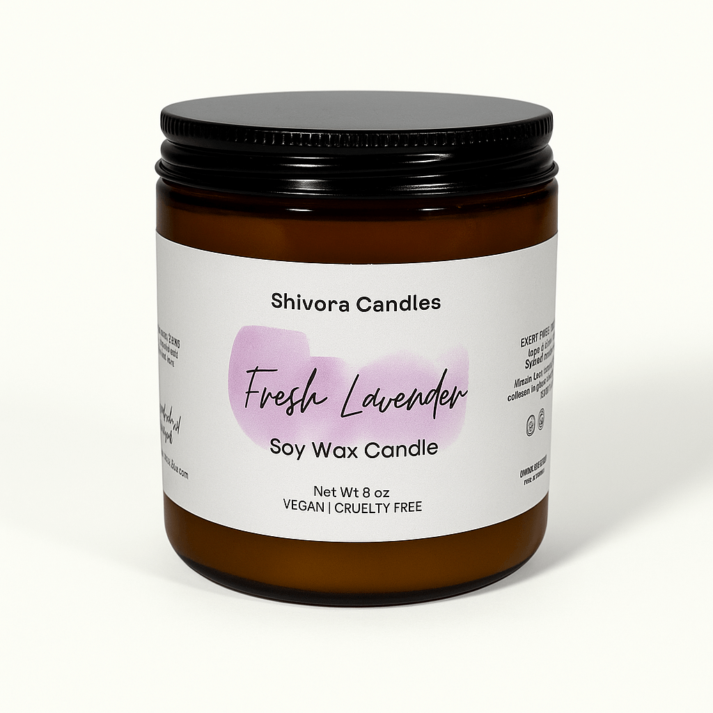 Fresh Lavender Soy Wax Candle – 8 oz | Clean, Calming & Floral Aromatherapy - Shivora Candles