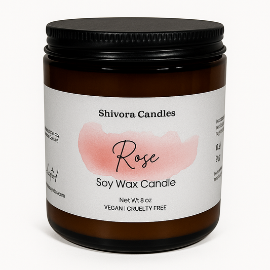 Rose Soy Wax Candle – 8 oz | Romantic & Classic Floral Scent - Shivora Candles
