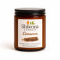 Shivora Cinnamon 8 oz soy wax candle made in Canada with cotton wick in amber glass jar
