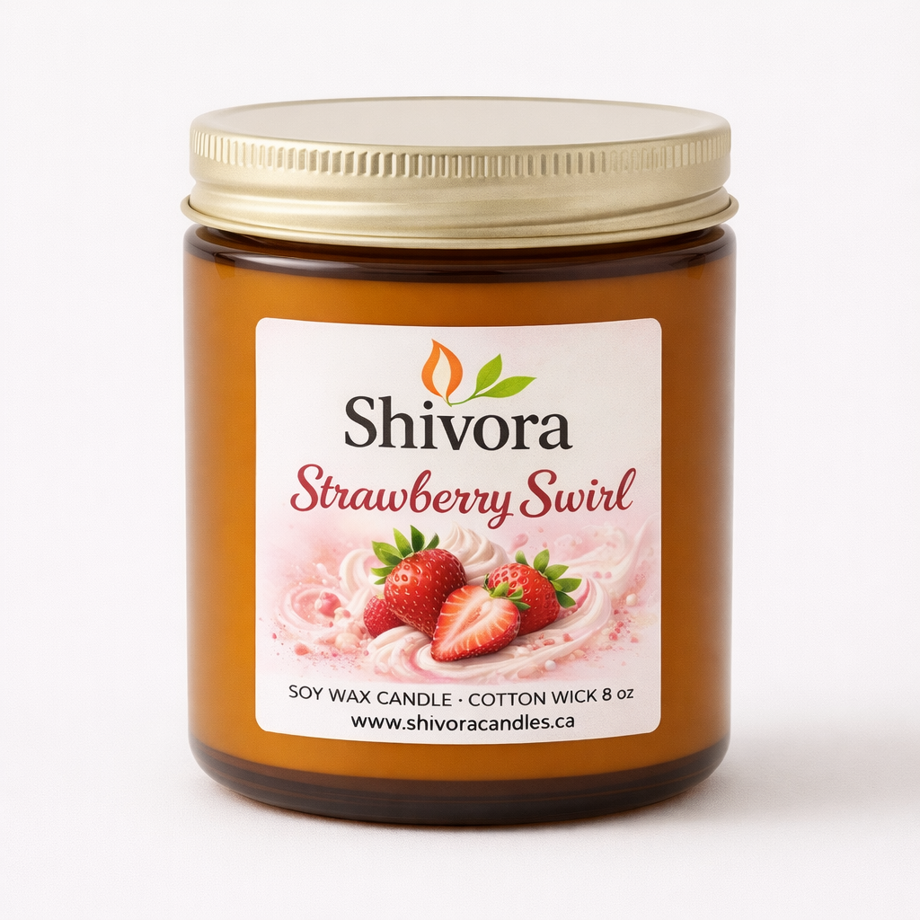 Strawberry Swirl Soy Candle 8 oz – Handmade Soy Candle Made in Canada with Cotton Wick | Shivora Candles